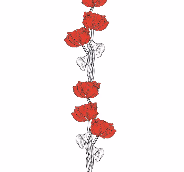 Røde blomsterstrimler blomster tapet - TenStickers