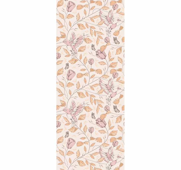 Tulipaner mønster beige farver blomster tapet - TenStickers