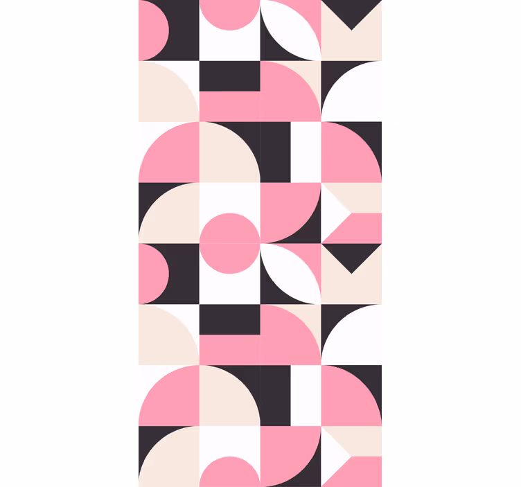 Geometrisk tapet moderne rosa og sort mønster - TenStickers
