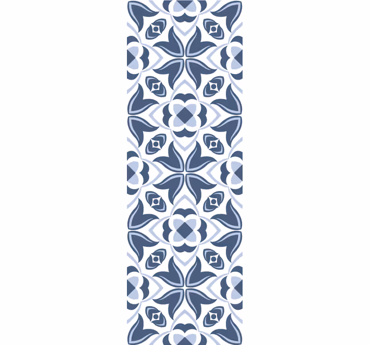 Blå geometriske blomster flise tapet - TenStickers