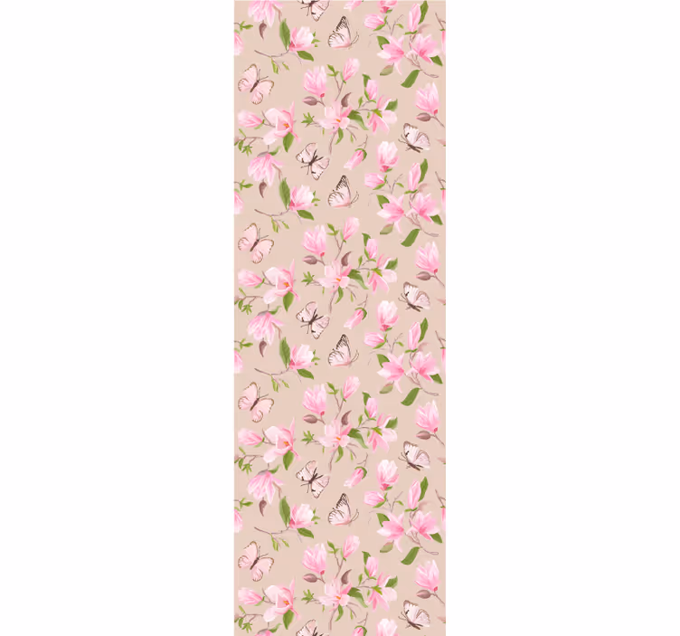 Lyserød magnolia og sommerfugleblomst tapet - TenStickers
