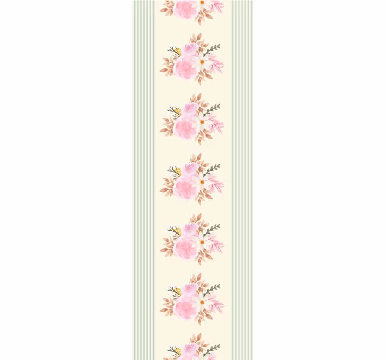 Blomsterstribet design blomstret tapet - TenStickers