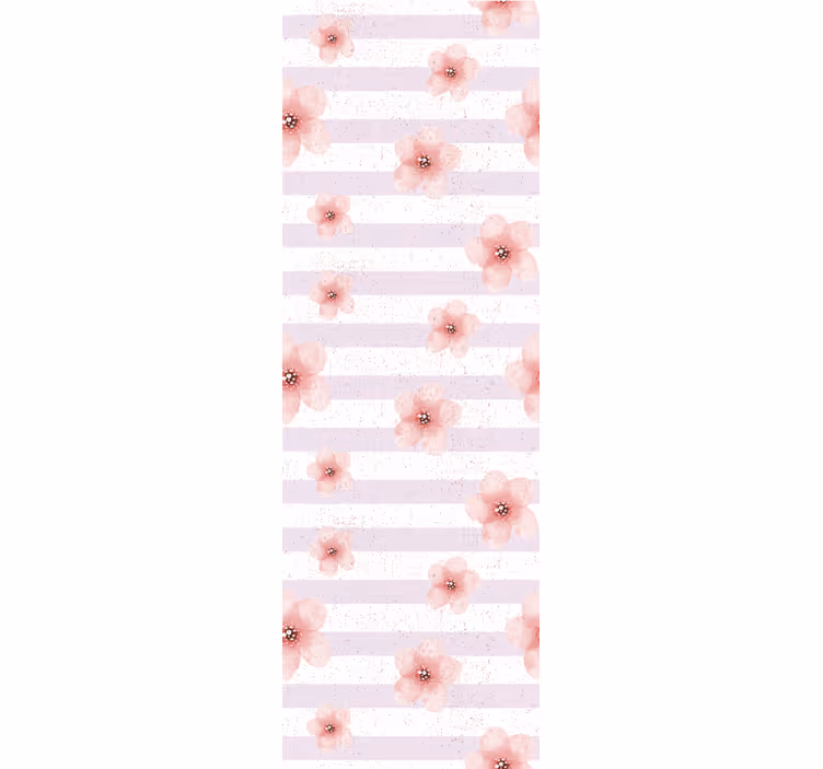 Kirsebærblomststriber blomster tapet - TenStickers