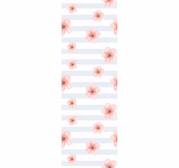 Lyserøde blomsterstriber blomster tapet - TenStickers