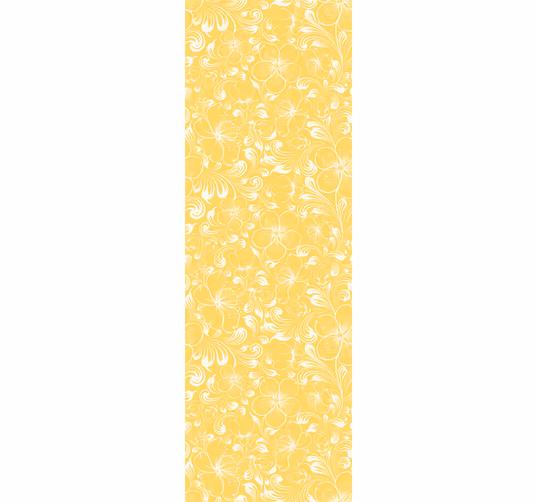 Gult blomstret tapet i grandmillenial stil - TenStickers