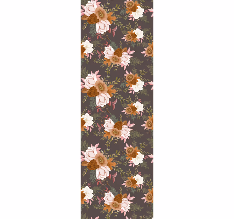 Grå blomstertapet i grandmillenial stil - TenStickers