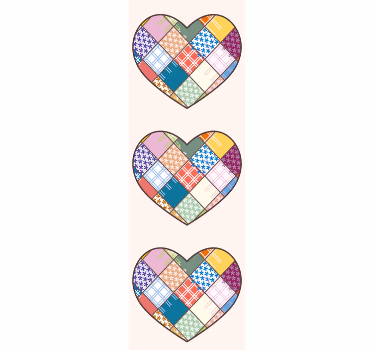 Patchwork hjerte design blomstret tapet - TenStickers