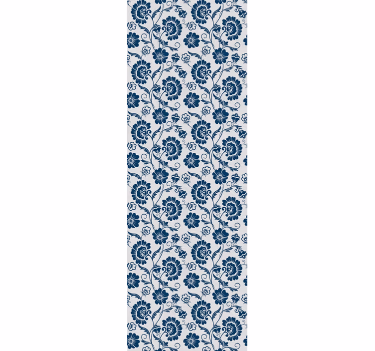 Blå grå blomster tapet - TenStickers