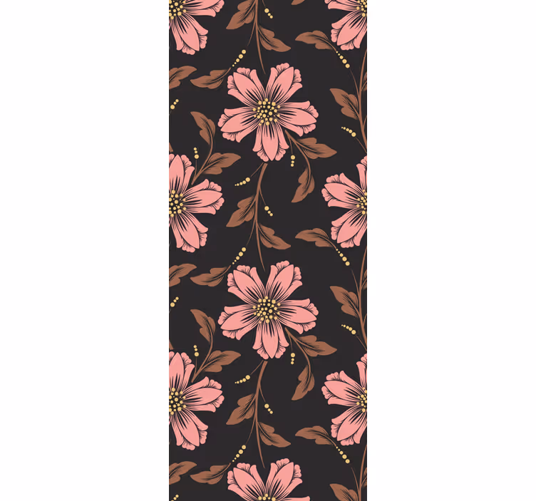 Pink og sort arrangement blomster tapet - TenStickers
