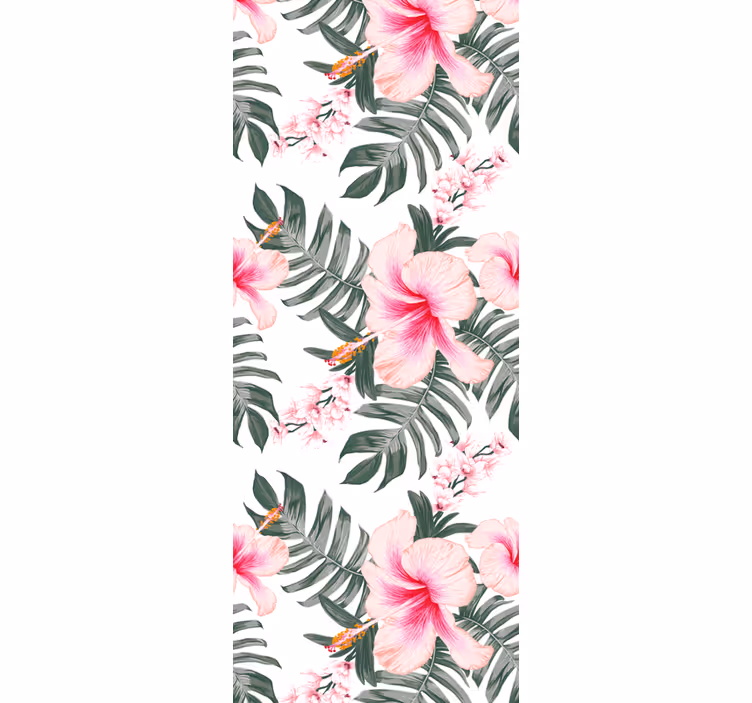 Orkidé rose mønster blomstrende tapet - TenStickers