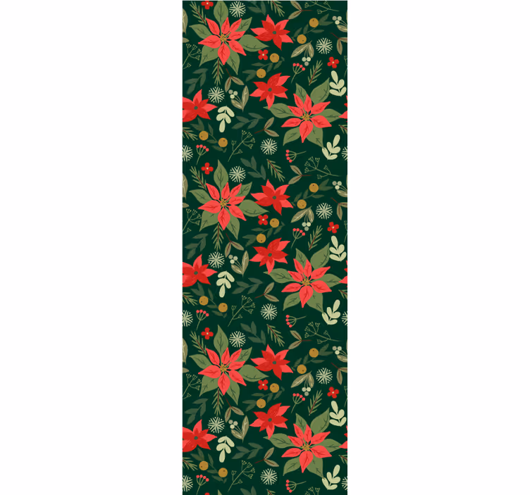 Festligt blomstermønster juletapet - TenStickers