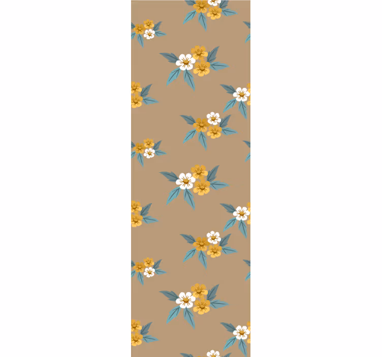 Hvidt og gult lille blomstertapet - TenStickers