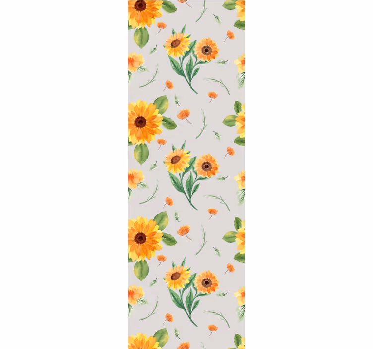 Solsikke akvarel blomstermønster tapet - TenStickers