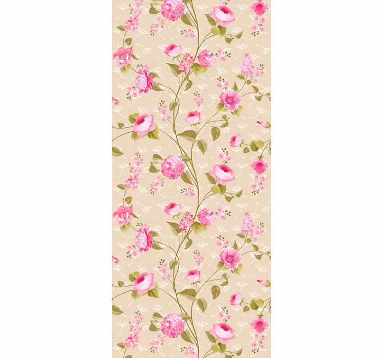 Blomster tapet med beige roser mønster - TenStickers