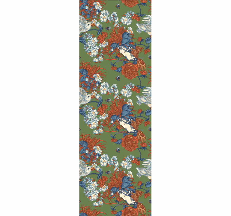 Blomster tapet fugle blandt blomster - TenStickers
