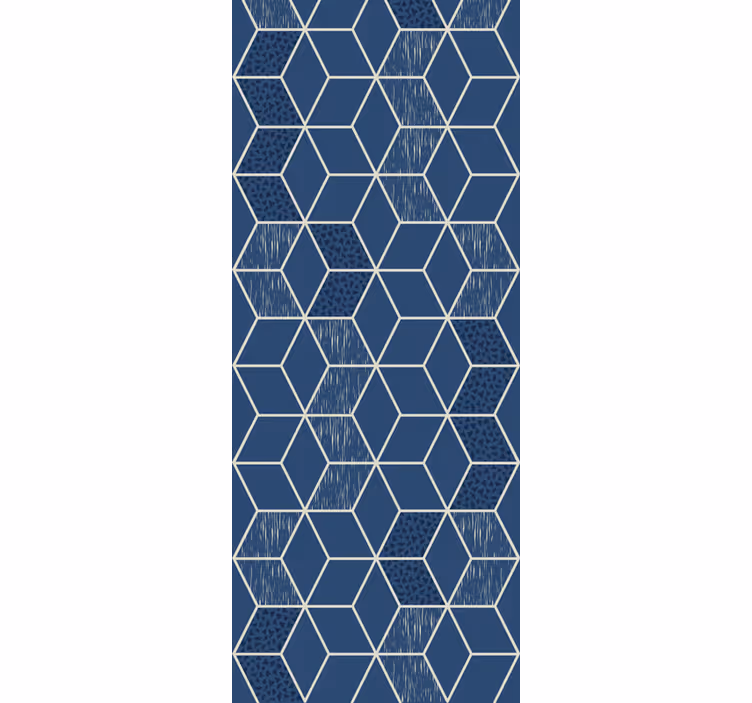 Blå honeycomb form tapet i stuen - TenStickers