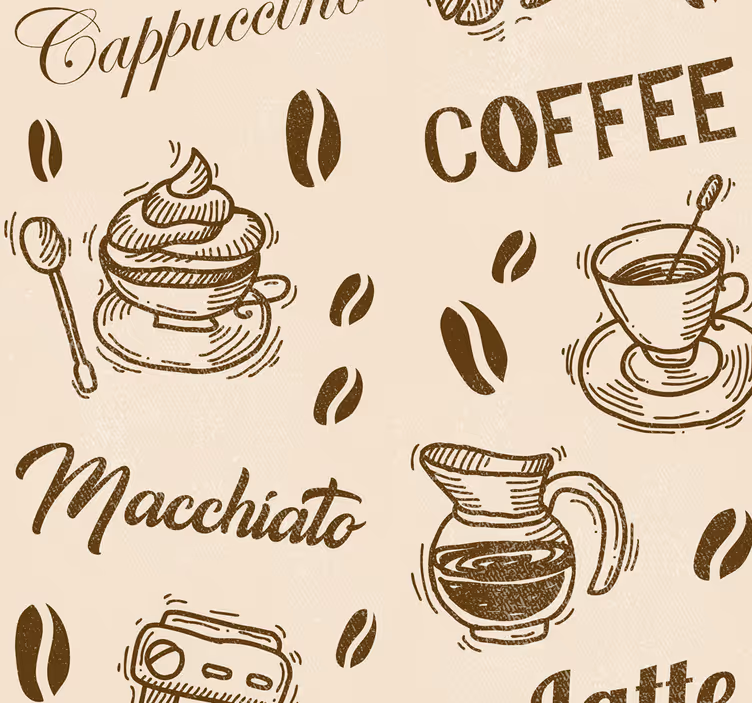 3d kaffe navne mønstre bogstav tapet - TenStickers