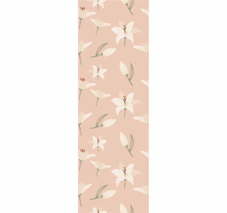 Hvid lilje på nøgen blomstrede tapet - TenStickers