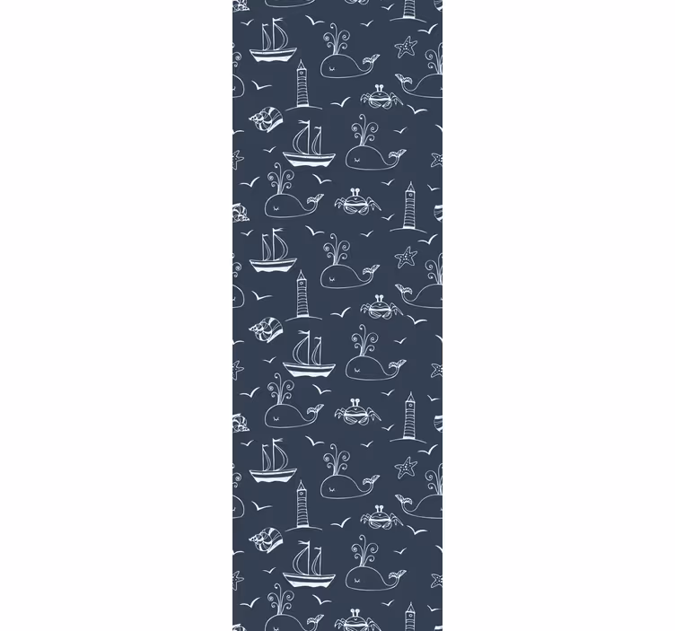 Hval nautiske scene tapet med fisk - TenStickers