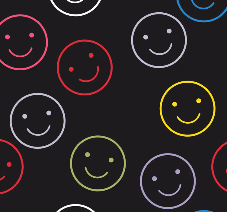 Smiley ansigt print geometrisk tapet - TenStickers