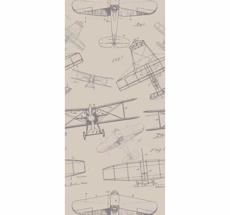 Vintage fly skitser tapet kunst - TenStickers