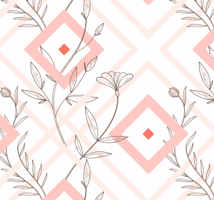 Blomsterdiamantformer tapet i stuen - TenStickers