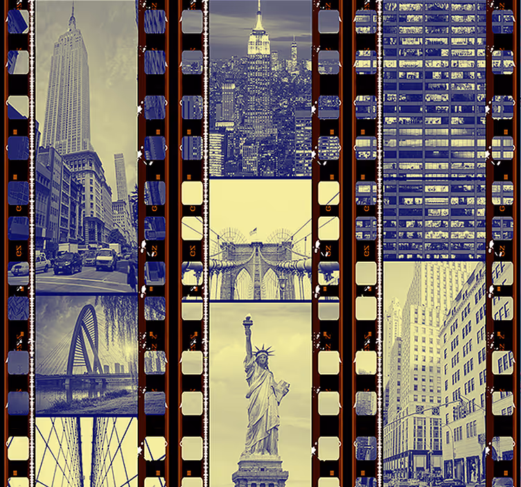 Ny - urban tapet med collagescenarie - TenStickers