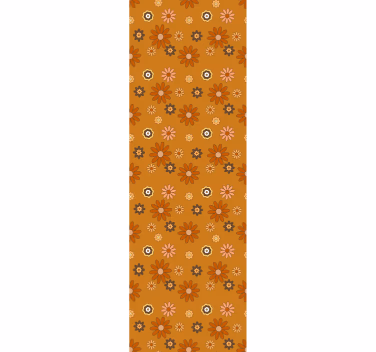 60'er orange blomster retro tapet - TenStickers