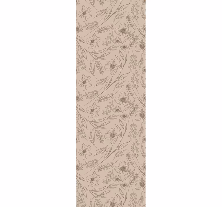 Taupe blomsterprint blomster tapet - TenStickers
