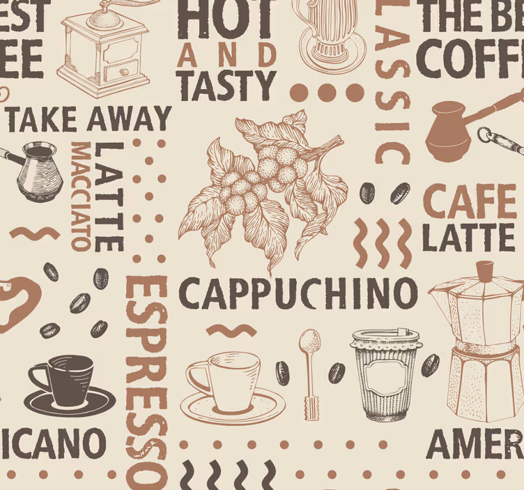 Kaffe mønster tapet spisestue - TenStickers