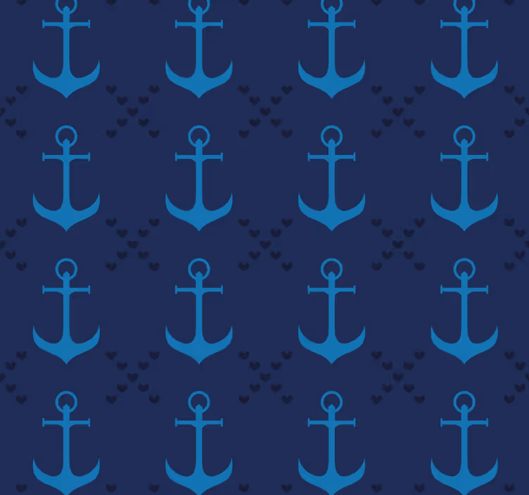 Marineblå ankre tapet i stuen - TenStickers