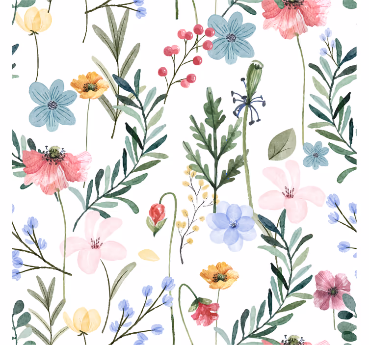 Blomster og planter tapet i stuen - TenStickers