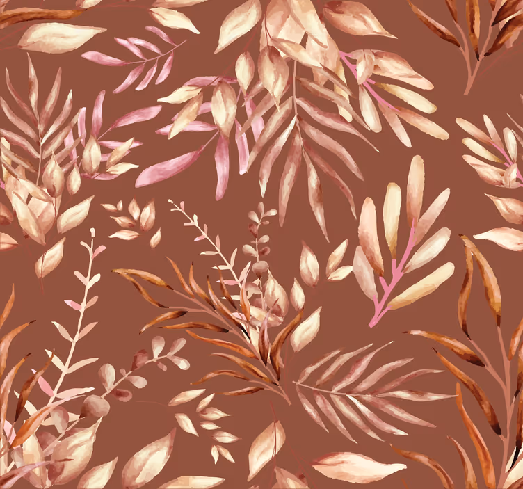 Tropiske planter terracotta tapet - TenStickers
