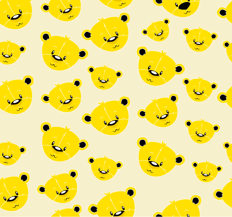 Søde bjørne mønster gul tapet - TenStickers