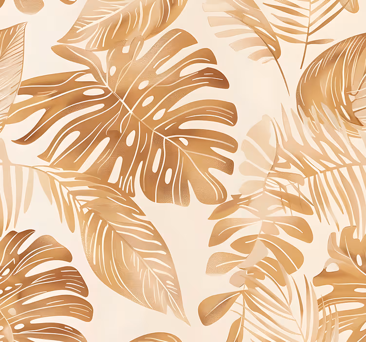Beige butik blad mønster tapet blade - TenStickers