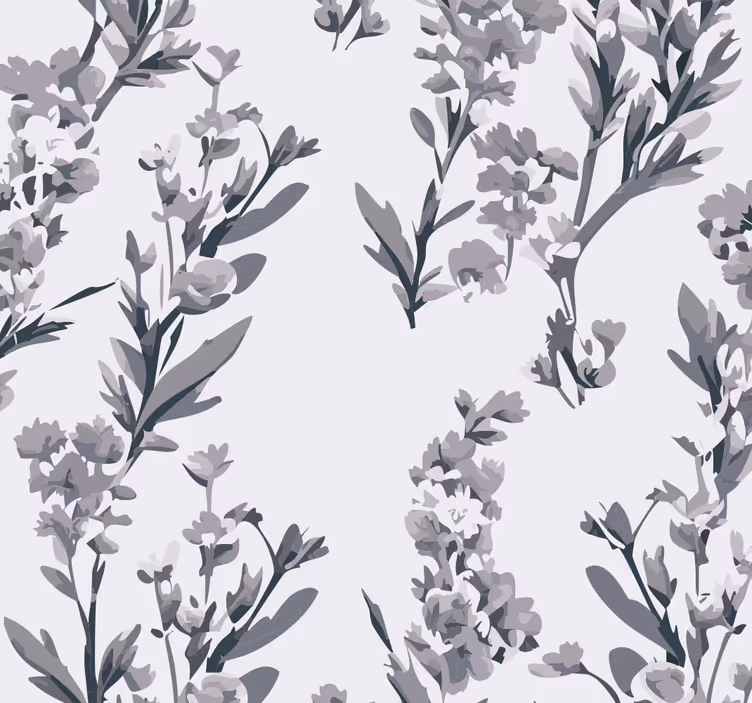 Blomsterdesign grå tapet - TenStickers