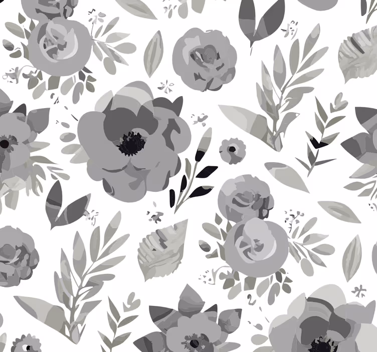 Aquarella blomster grå tapet - TenStickers