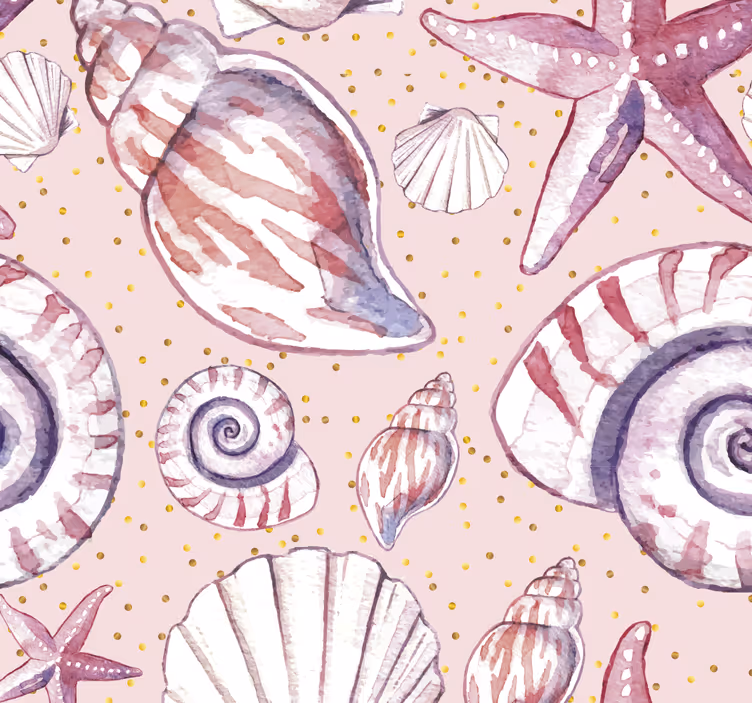 Sommerfugl muslingeskal motiv tapet med fisk - TenStickers