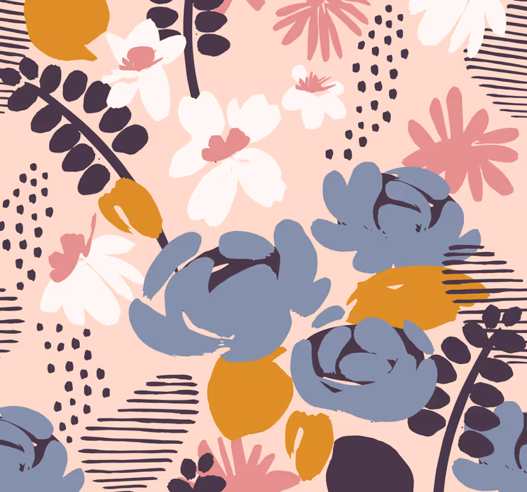 Botanisk blomstermønster blomstret tapet - TenStickers
