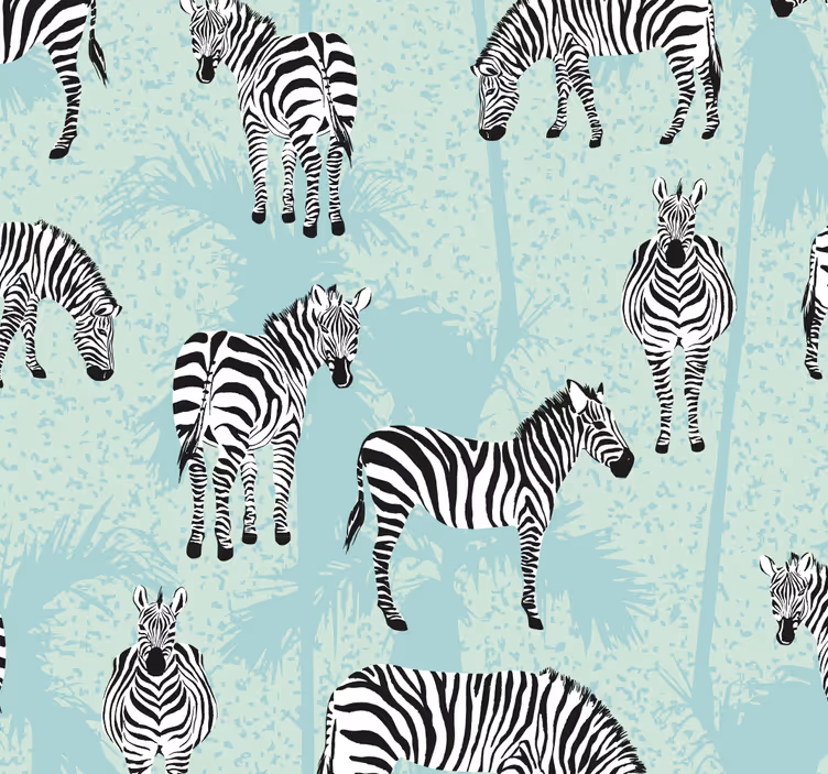 Zebra mønstret tapet med zebraer - TenStickers