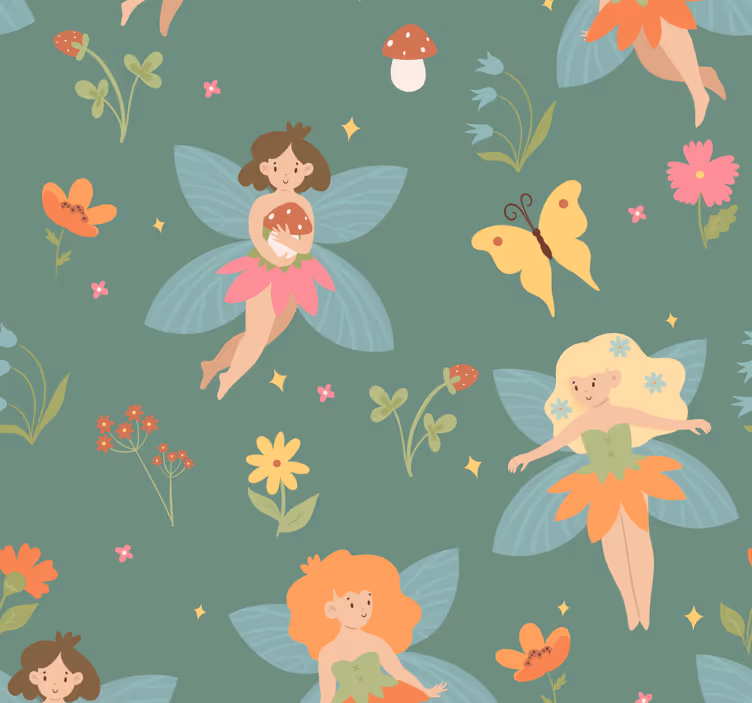 Fe blomstermønster baby tapet - TenStickers