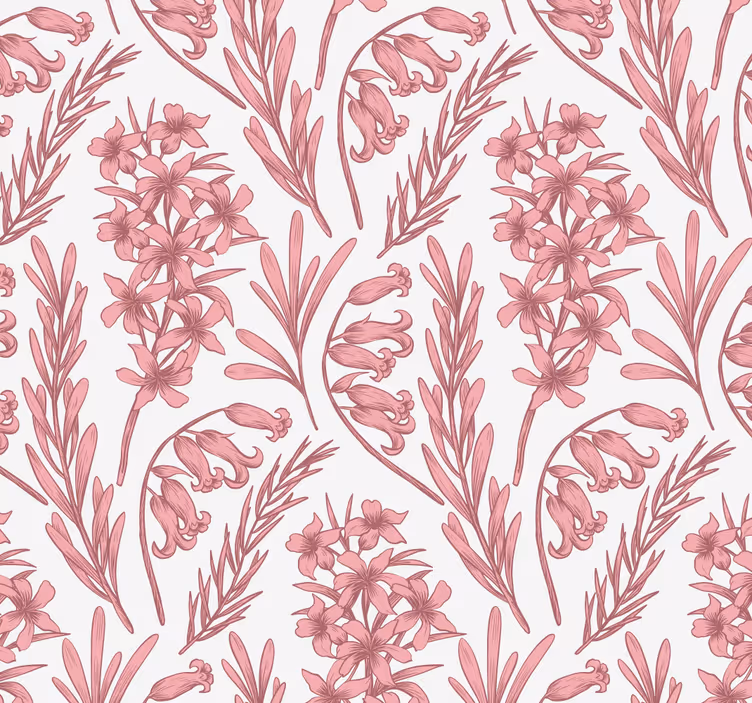 Blomster lavendel mønster blomster tapet - TenStickers
