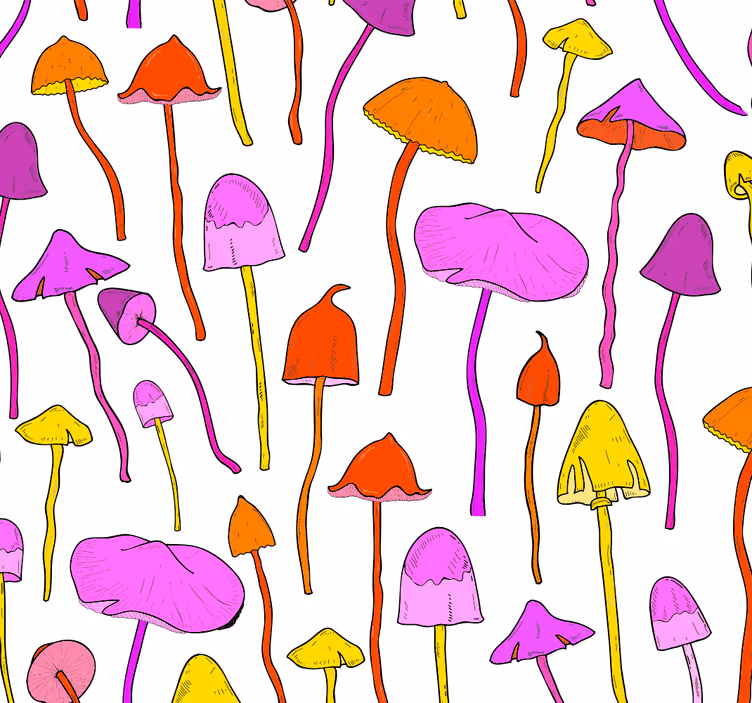 Tapet til soveværelse med funky svampe mønster - TenStickers