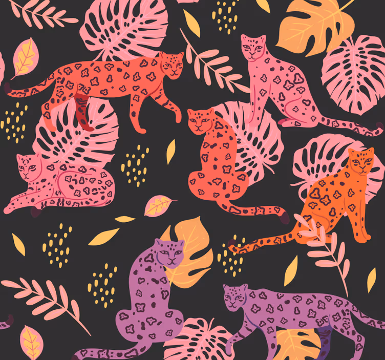 Tropisk fauna motiv tapet med dyr - TenStickers