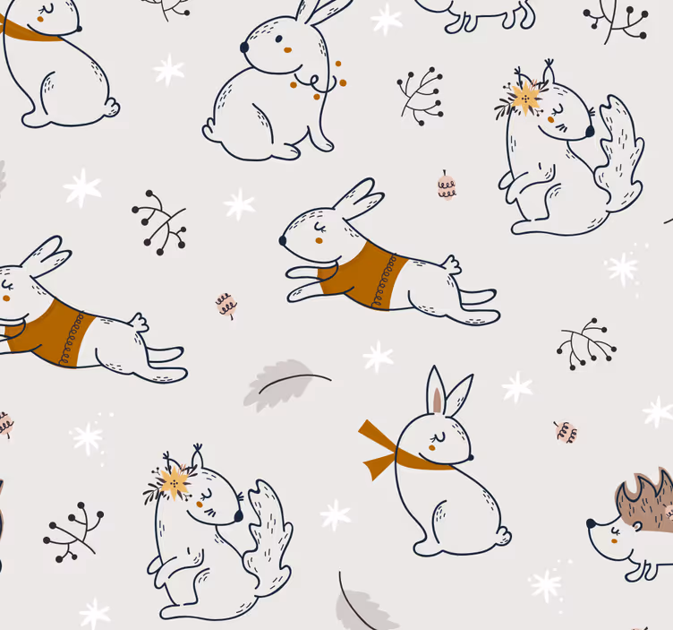 Legende kanin motiv tapet med dyr - TenStickers