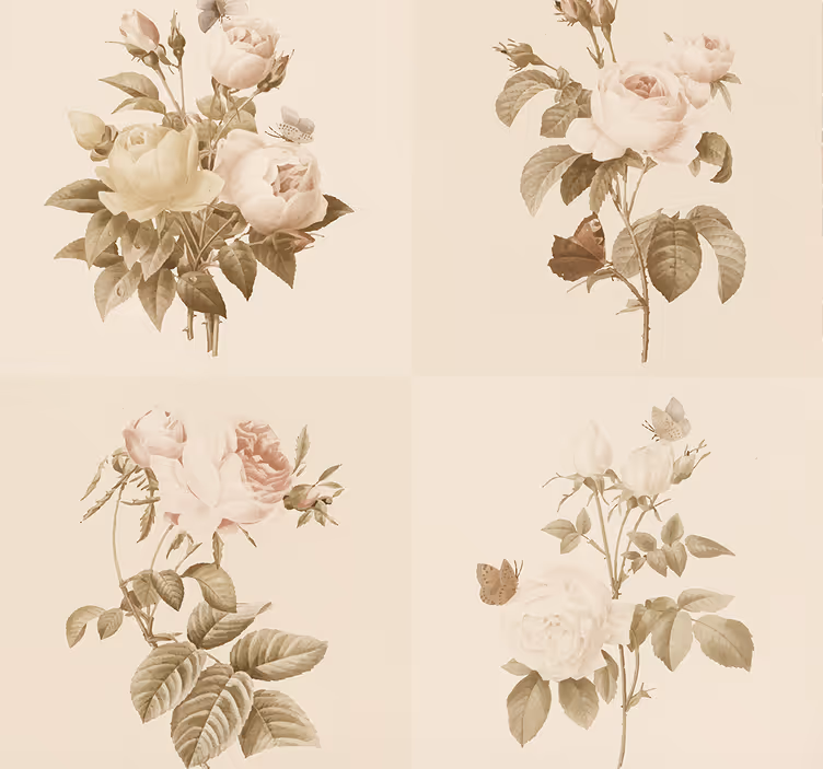 Blomsterfliser design tapet entre - TenStickers