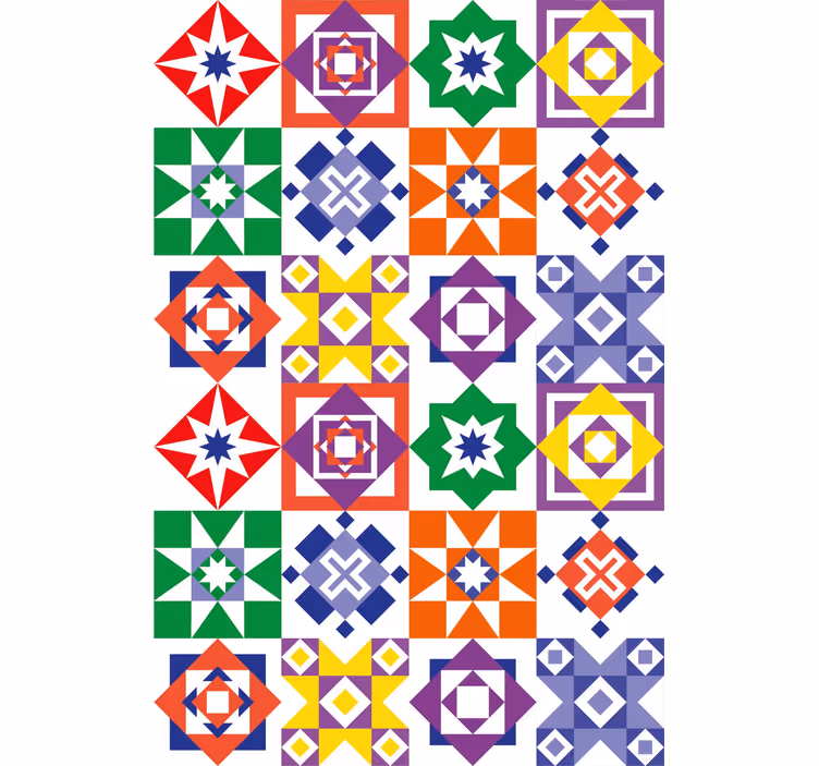 Flerfarvet design flise tapet - TenStickers