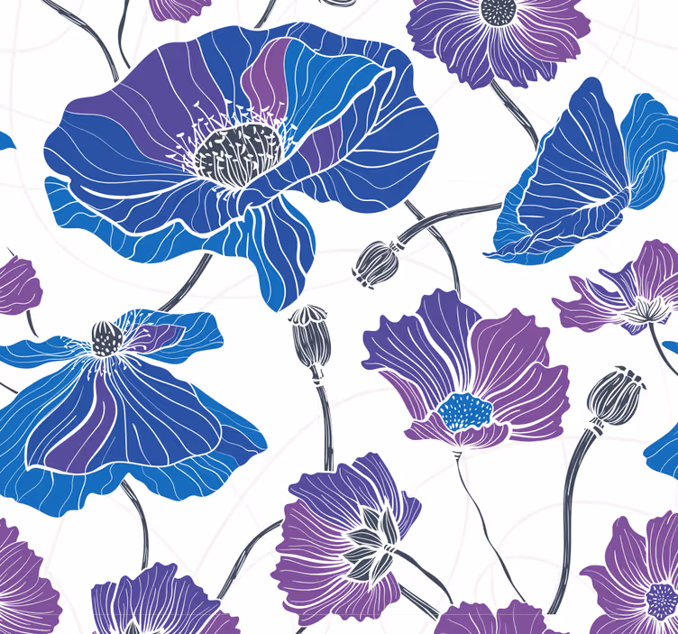 Blomstermotiver scene blomster tapet - TenStickers