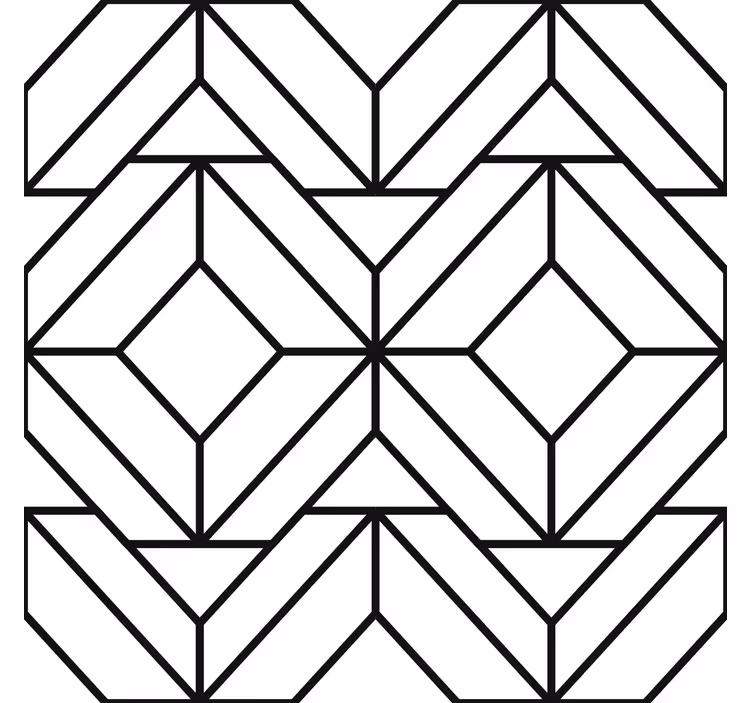 Sort og hvidt geometrisk mønster moderne tapet - TenStickers