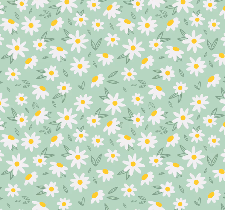 Daisy blomster på et grønt entre tapet - TenStickers